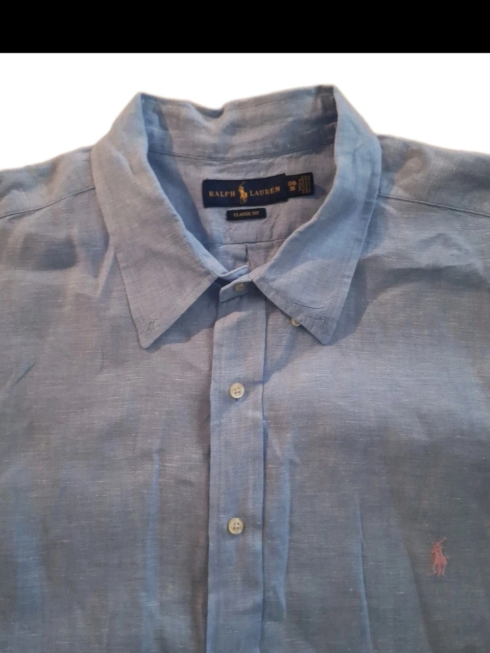 Polo Ralph Lauren Men 3XB Linen Shirt Short Sleeve Blue Button Front Big & Tall